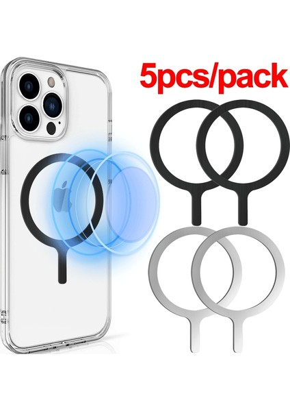 Gümüş-C 1 Adet 1-5 Adet Etiket Yüzük Magsafe Kablosuz Şarj iPhone 14 13 12PRO Max Cep Telefonu Manyetik Kablosuz Şarj Cihazı Metal Plaka (Yurt Dışından)