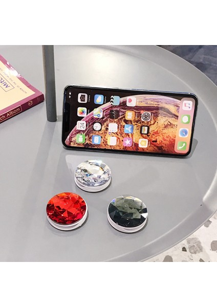 Mavi 1 Adet Renkli 3D Mücevher Popüler Yuvarlak Cep Telefonu Katlanır Streç Braket Telefon Tutucu Kılıf Parmak Tutucu Cep Telefonu Standı (Yurt Dışından) fırsatları