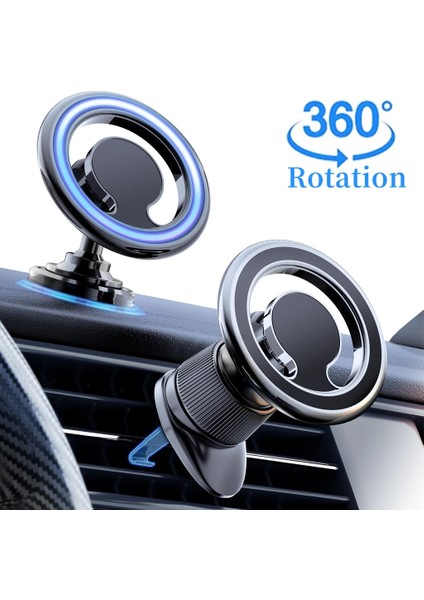 Gümüş Lüks Metal Manyetik Araç Telefonu Tutucu iPhone 12 13 14 Pro Max Magsafe Kılıfı 360 Rotasyon Telefon Montaj Desteği Samsung Mi (Yurt Dışından) fiyatları