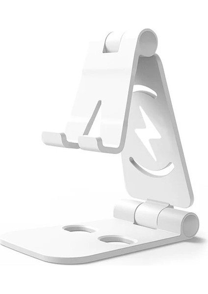Beyaz Ryra Cep Telefonu Ayarlanabilir Raf Plastik Koltuk Masaüstü IPAD Tablet Şarj Tabanı Çift Tutucu Tembel Insanlar Masaüstü Standı (Yurt Dışından)
