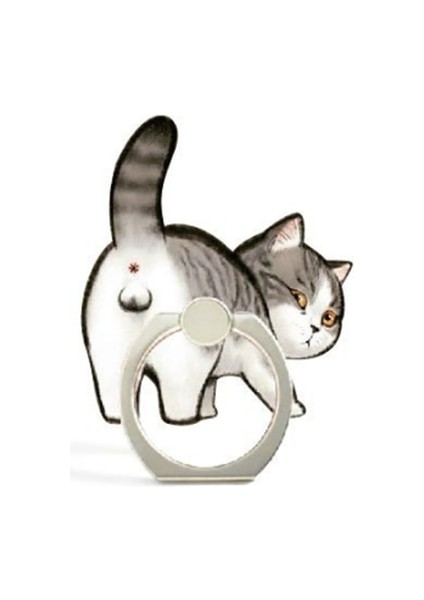 J Akrilik Telefon Tutucu Karikatür Kedi Parmak Yüzük Tutucu Cep Telefonu Tutucu iPhone Xiaomi Huawei Tüm Cep Telefonu Standı Tutucu (Yurt Dışından)