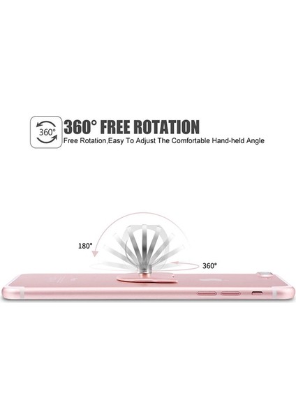 Yuan-Siyah Cep Telefonu Zil Tutucu Standı 360 ° Derece Döndürme Şeffaf Parmak Yüzük Kavrama Kickstand Iphone'lar Için Uyumlu Samsung Telefon Kılıfı (Yurt Dışından)