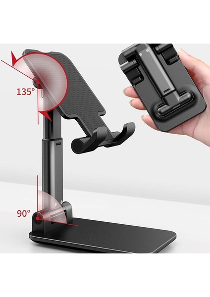Siyah 1 Katlanabilir Metal Masaüstü Tablet Tutucu Masa Hücresi Katlanabilir Uzatın Destek Masası Cep Telefonu Tutucu iPhone Ayarlanabilir Standı (Yurt Dışından) indirimleri