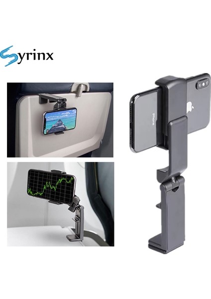 Siyah Uçak Telefon Tutucu Taşınabilir Seyahat Standı Masası Uçuş Katlanabilir Ayarlanabilir Dönebilen Selfie Tutma Tren Koltuk Standı Desteği (Yurt Dışından)