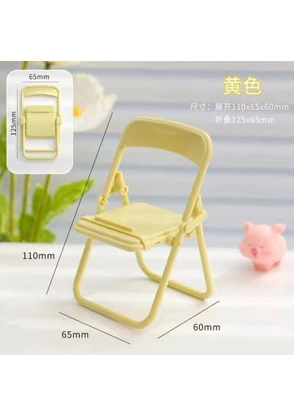 Sarısı Taşınabilir Mini Cep Telefonu Standı Masaüstü Sandalye Standı 4 Renk Ayarlanabilir Macaron Renk Standı Katlanabilir Shrink Dekorasyon Dekorasyon (Yurt Dışından)