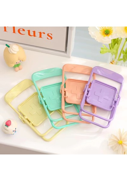Sarısı Taşınabilir Mini Cep Telefonu Standı Masaüstü Sandalye Standı 4 Renk Ayarlanabilir Macaron Renk Standı Katlanabilir Shrink Dekorasyon Dekorasyon (Yurt Dışından)