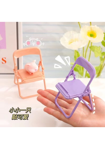 Sarısı Taşınabilir Mini Cep Telefonu Standı Masaüstü Sandalye Standı 4 Renk Ayarlanabilir Macaron Renk Standı Katlanabilir Shrink Dekorasyon Dekorasyon (Yurt Dışından)