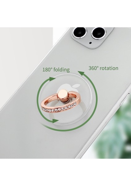 Kelebek-Gümüş Pırlanta Cep Telefonu Zil Tutucu Standı Şeffaf Parmak Tutacağı Şeffaf 360° Derece Dönebilen Kickstand Uyumlu Iphone'lar (Yurt Dışından) indirimleri