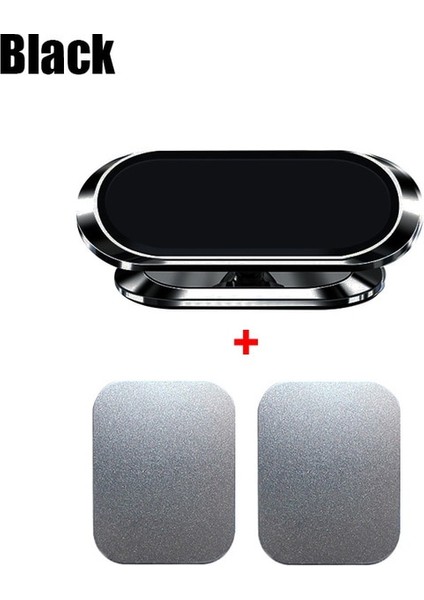 Siyah ve 2 Metal Manyetik Telefon Tutucu 360 Dönen Araç Telefonu Tutucu Standı Çinko Alaşım Mıknatıs Araba Destek Dağı Cep Telefonu Tutucu (Yurt Dışından)