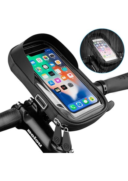 Siyah Su Geçirmez Bisiklet Motosiklet Telefon Tutucu Bisiklet Telefonu Dokunmatik Ekran Çantası iPhone 12PRO Samsung Için 6.4 Inç Bisiklet Gidon Tutucu (Yurt Dışından) fiyatları
