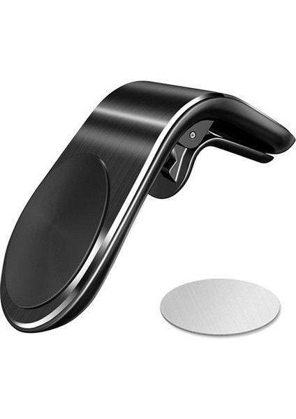 Siyah Olaf Manyetik Araç Telefonu Tutucu L Şekli Hava Firar Montaj Standı Araba Gps Cep Telefonu Tutucu iPhone x Samsung S9 Xiaomi Mi 9 (Yurt Dışından)
