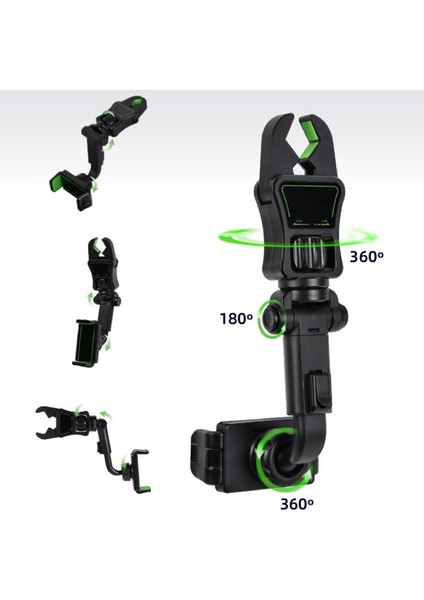 C-156-GREEN Çok Fonksiyonlu Araç Telefonu Tutucu Evrensel Ayarlanabilir Araç Dikiz Aynası Telefon Montaj Araba Koltuğu Asılı Cep Telefonu Klip Braketi (Yurt Dışından) fiyatları