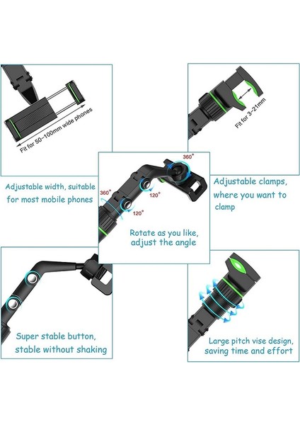 C-156-GREEN Çok Fonksiyonlu Araç Telefonu Tutucu Evrensel Ayarlanabilir Araç Dikiz Aynası Telefon Montaj Araba Koltuğu Asılı Cep Telefonu Klip Braketi (Yurt Dışından) fırsatları