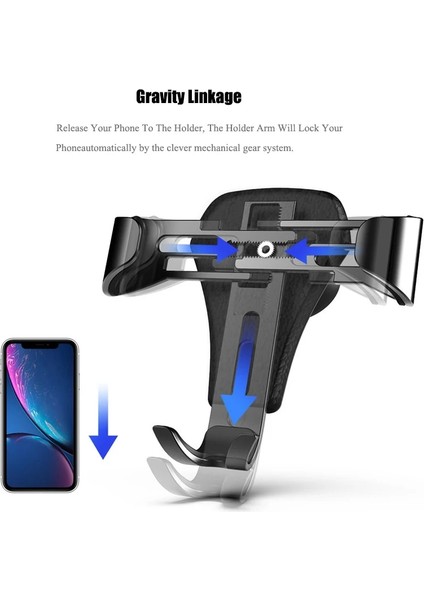 Tip 1 Beyaz Evrensel Yerçekimi Otomatik Telefon Tutucu Araba Hava Firar Sabitleme Kıskacı Cep Telefonu Tutucular Cep Telefonu Standı Desteği iPhone 13 12 11 Pro (Yurt Dışından)