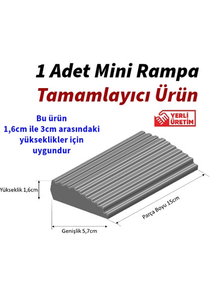 TarımSuda Bantlı Robot Elektrikli Süpürge Rampası Kapı Eşik Atlama Geçme Rampası Mini Gri