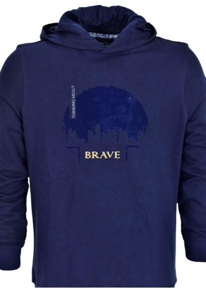 Erkek Kapüşonlu Baskılı Basic Sweatshirt R2219 BGL-ST03193 modelleri