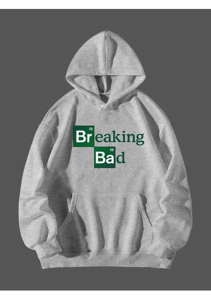 Gri Ön Breaking Bad Yazı Baskılı Oversize Sweatshirt