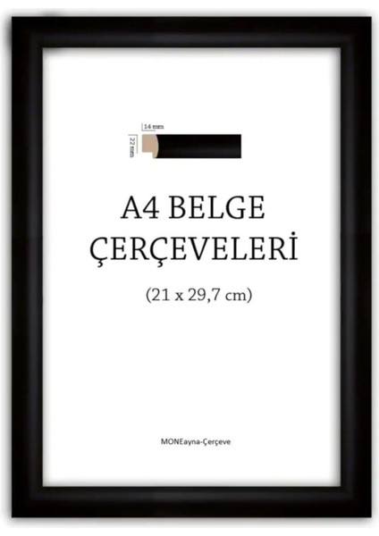 A4 Diploma Belgelik 1.Sınıf Siyah Çerçeve (22mm)