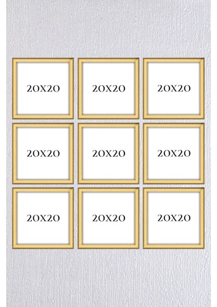 Gold Çerçeve Seti 9 Adet 20 x 20