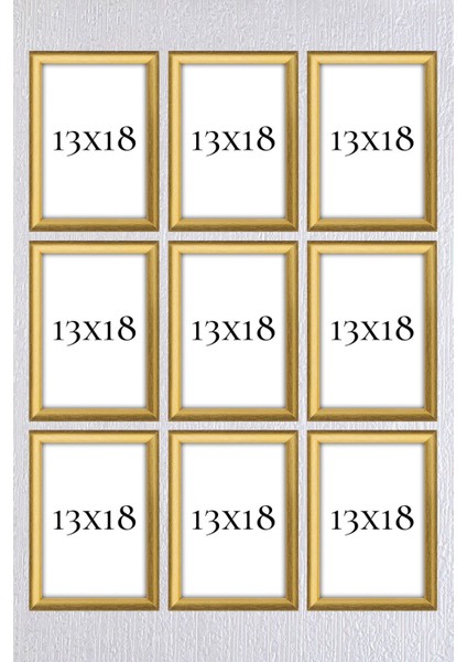 Gold Çerçeve Seti 9 Adet 13 x 18