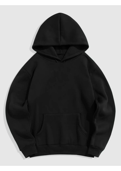 Siyah Arka Anime Mor Yazı Baskılı Oversize Sweatshirt