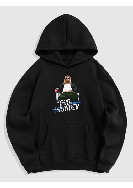 Siyah Ön Thor Baskılı Oversize Sweatshirt