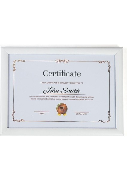 A4 Çerçeve Beyaz Kırılmaz Pvc Camlı 21 x 30 Sertifika Diploma Belge Fotoğraf Için 002