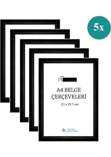A4 Çerçeve 22mm 5'Li Paket (Renk:Siyah)