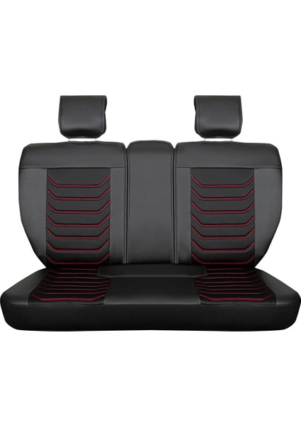 seat Cordoba Uyumlu Lüks Deri Oto Koltuk Kılıfı Ön/arka 5li Set Anka Seri (Siyah-Kırmızı)