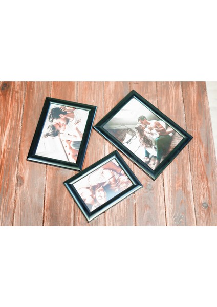 3 Lü Set Çerçeve 10 x 15 13 x 18 15 x 21 Ayaklı Çerçeve Siyah