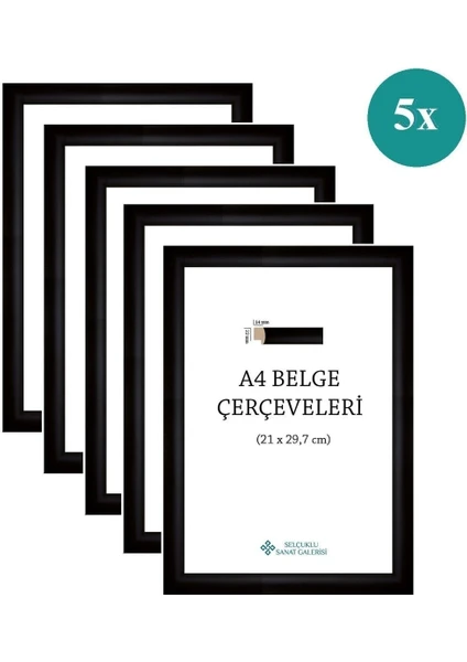 A4 Çerçeve   22mm 5'Li Paket (Renk:Siyah)