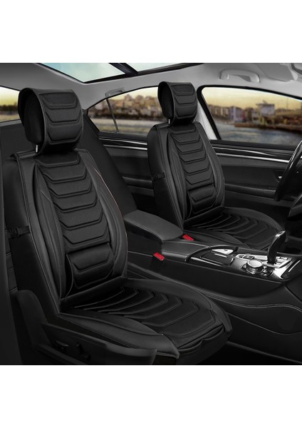 seat Cordoba Uyumlu Lüks Deri Oto Koltuk Kılıfı Ön/arka 5li Set Anka Seri (Siyah)