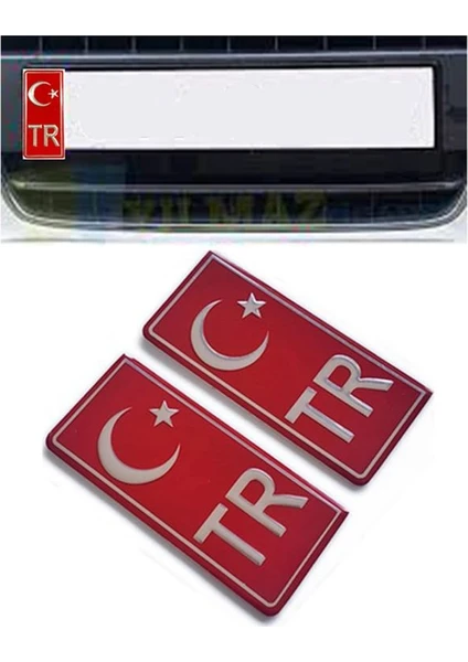 Tr Plaka Krom Sticker 2'li - Türkiye Plaka Krom Stıcker - Türkiye Plakalık Krom