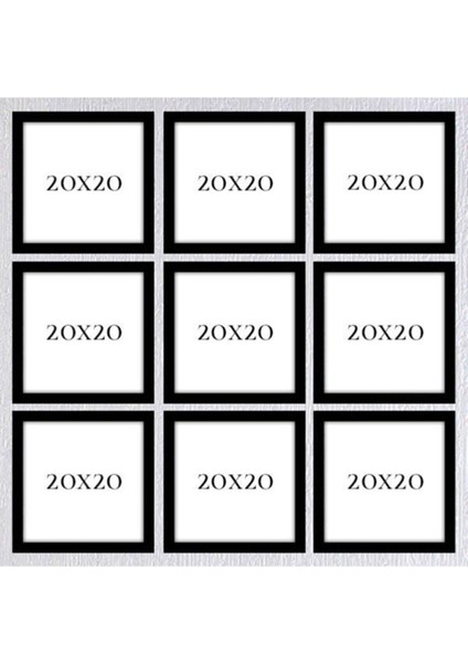 Dekoratif Beyaz Çerçeve Seti 9 Adet 20 x 20 Pvc Camlı