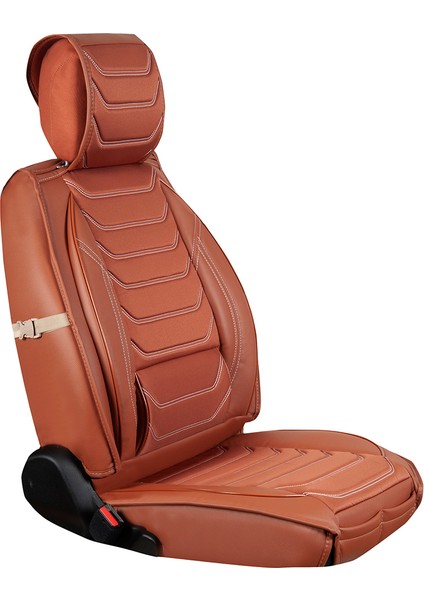 Seat Ateca Uyumlu Lüks Deri Oto Koltuk Kılıfı Ön/arka 5li Set Anka Seri (Tarçın)