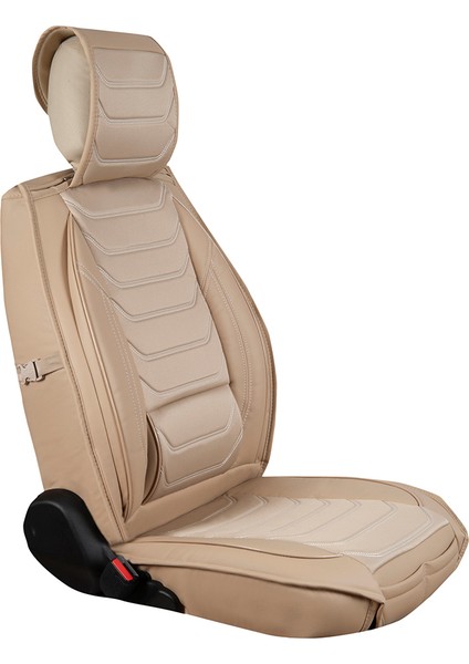 renault Modus Uyumlu Lüks Deri Oto Koltuk Kılıfı Ön/arka 5li Set Anka Seri (Bej)