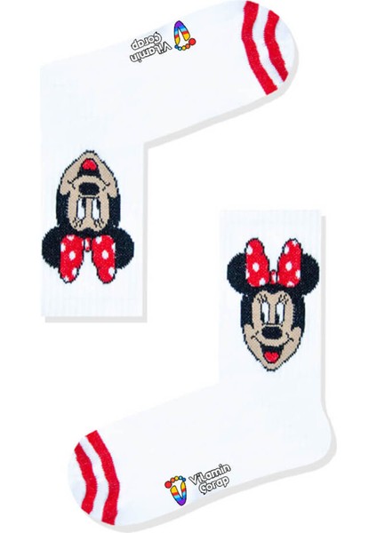 Mini Fare Beyaz Atletik Çorap