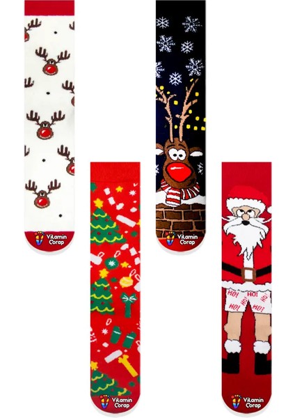 Limmon Store 4'lü Noel Hediye Havlu Çorap Set