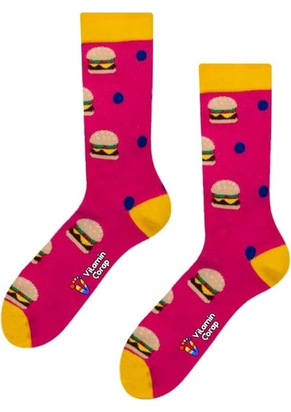 Hamburger Pembe Renkli Çorap