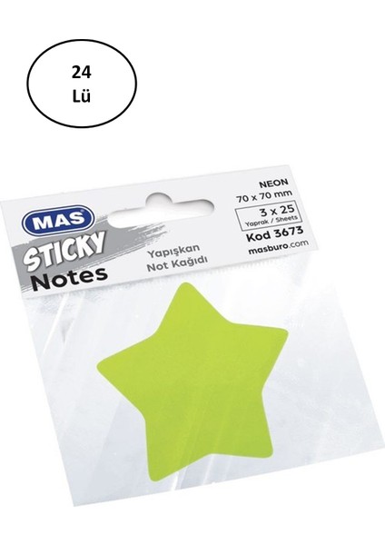 Mas 3673 75 Yaprak Yapışkan Not Kağıdı Yıldızlı