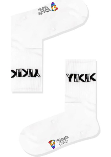 Unisex Beyaz Yıkık Atletik Çorap