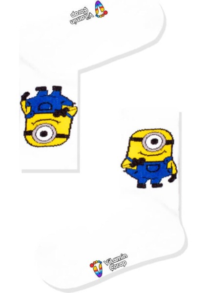 Minions Stuart Beyaz Atletik Çorap