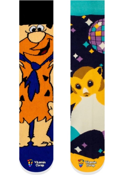 2'li Fred Çakmaktaş & Disco Hamster Renkli Çorap Set