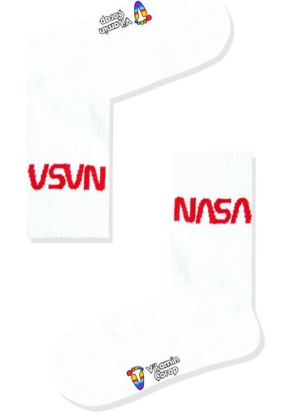 Nasa Beyaz Atletik Çorap