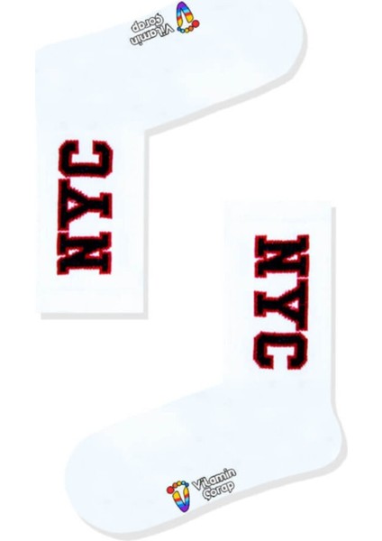 Nyc Beyaz Atletik Çorap