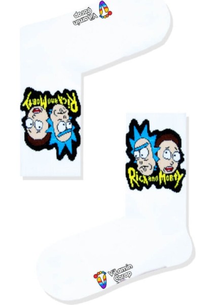 Rick And Morty Beyaz Atletik Çorap