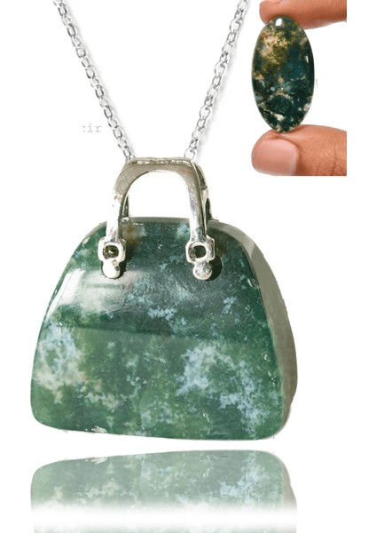 Sertifikalı Çanta Model Hint Akiği Taşı Kolye