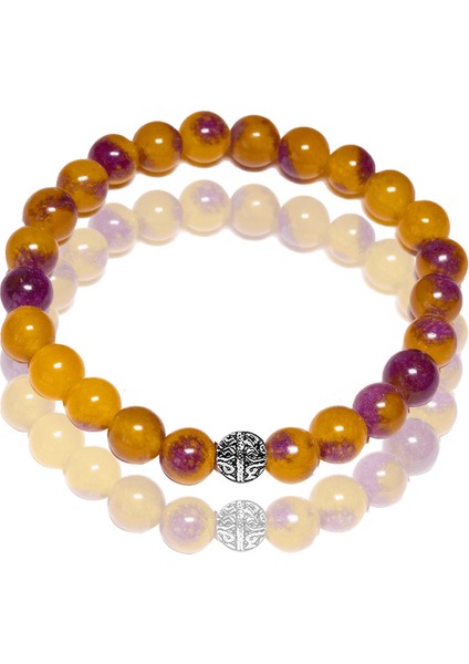 Sertifikalı Sarı - Mor Kuvars Taşı Bileklik - Gümüş Aparatlı