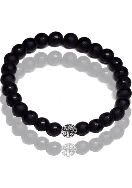 Sertifikalı Dikiş Desenli Ham Oniks Taşı Bileklik