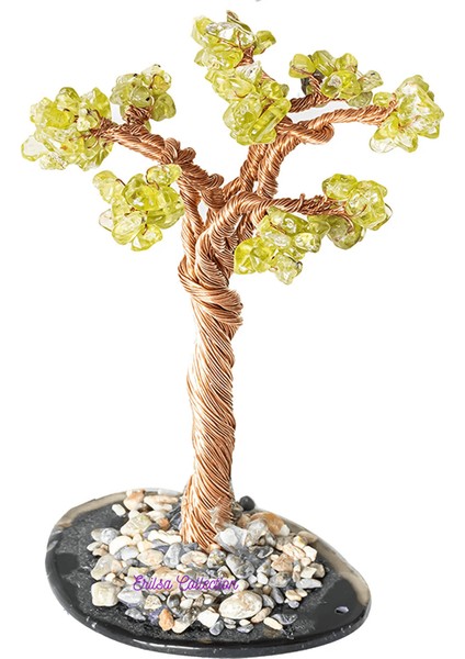Zebercet (Peridot) Taşı Ağaç - Akik Plakalı Obje